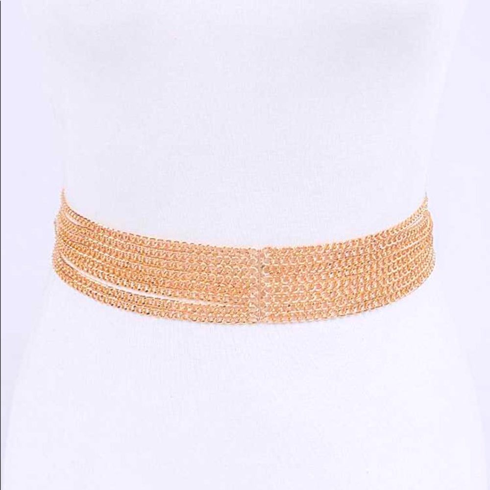 Gold Metal Chunky Chain Adjustable Statement Belt